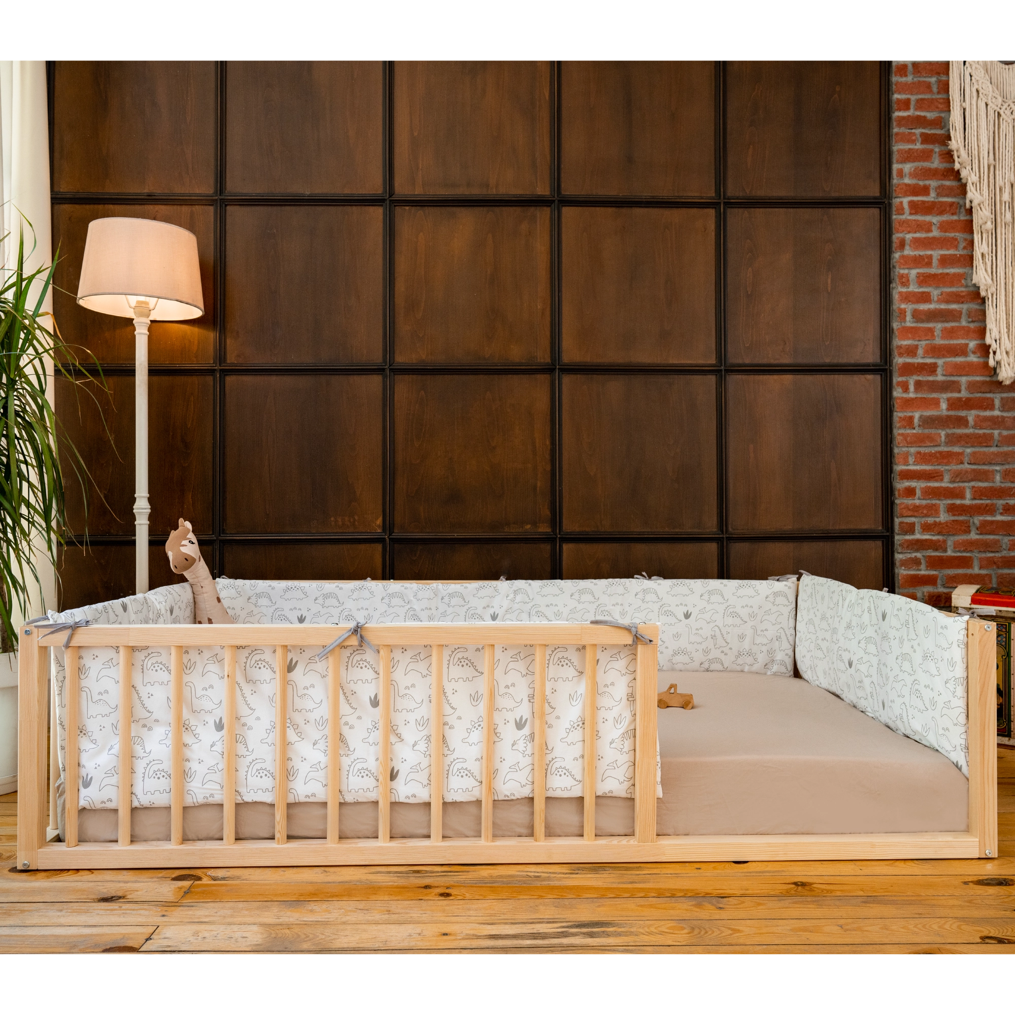 Alden - Montessori Floor Bed with Cylindrical Railings