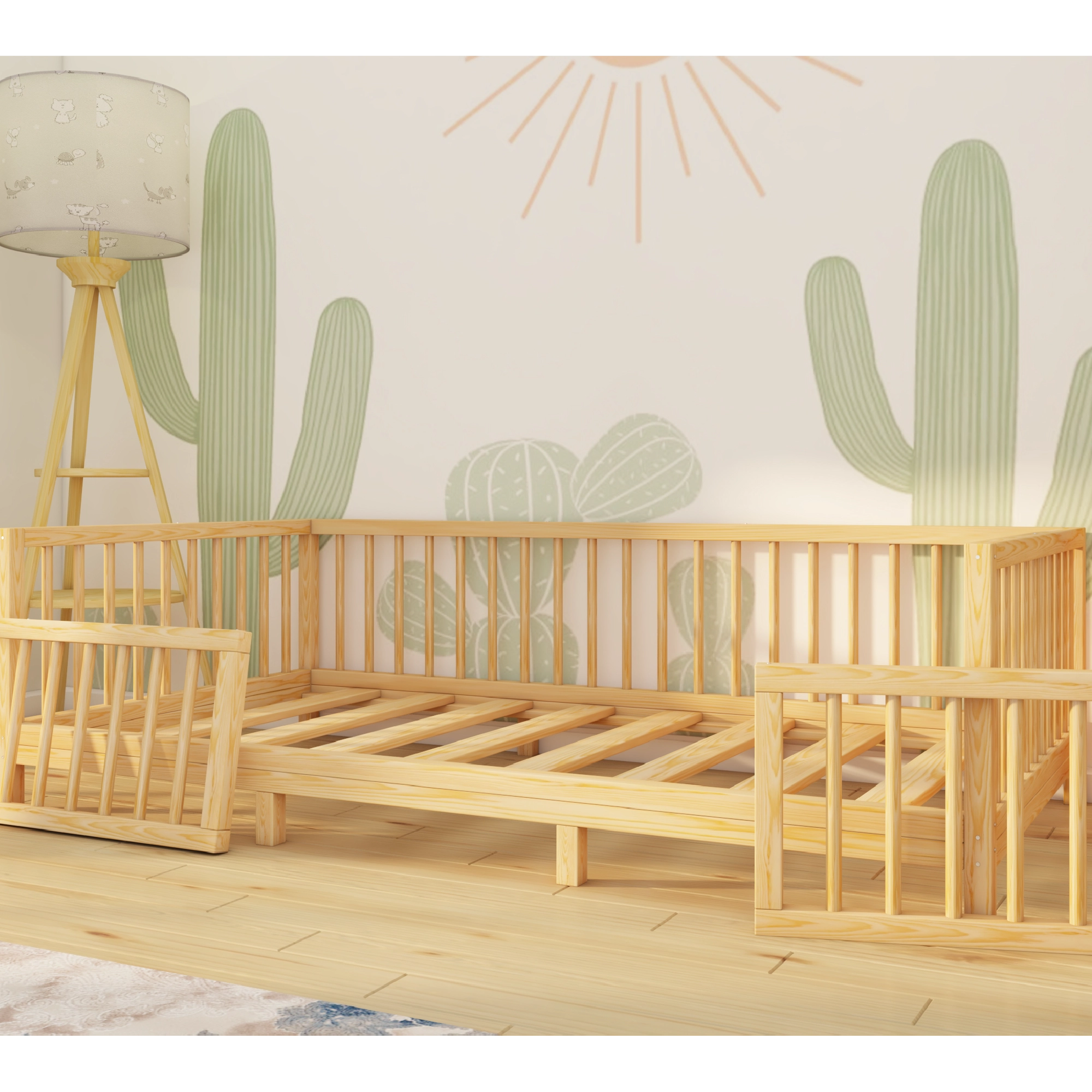 Fairmont - Montessori Playpen Low Bed with Removable Cylindrical Railings