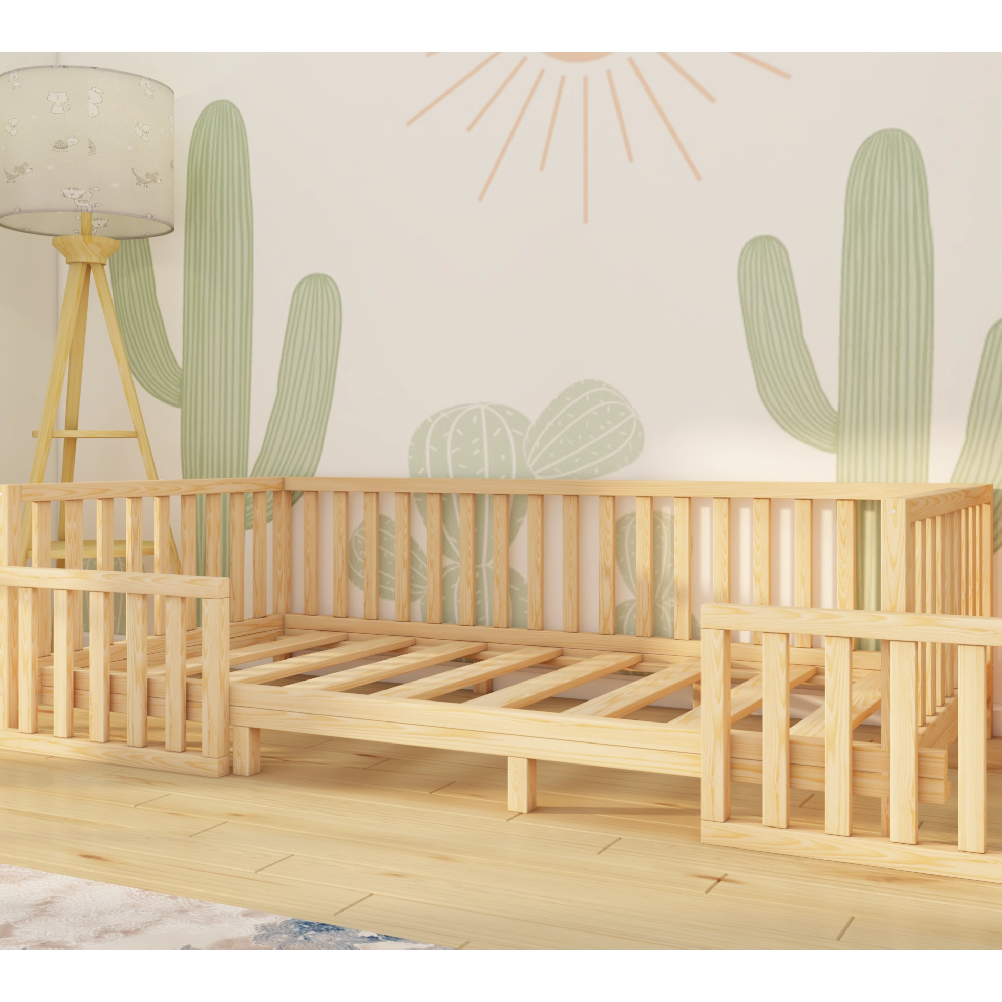 Davenport - Montessori Playpen Low Bed with Removable Railings