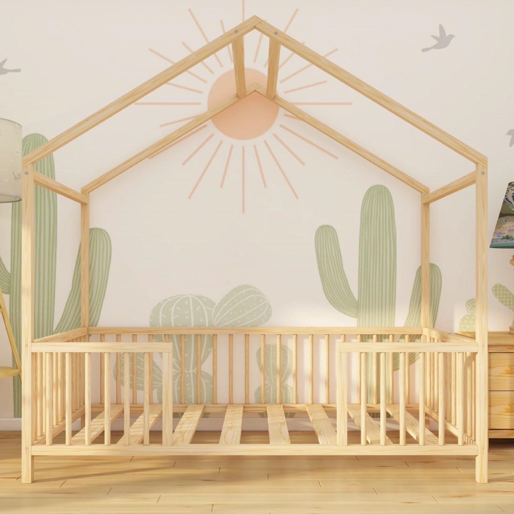 Parkview - Montessori Playhouse Low Bed with Cylindrical Railings