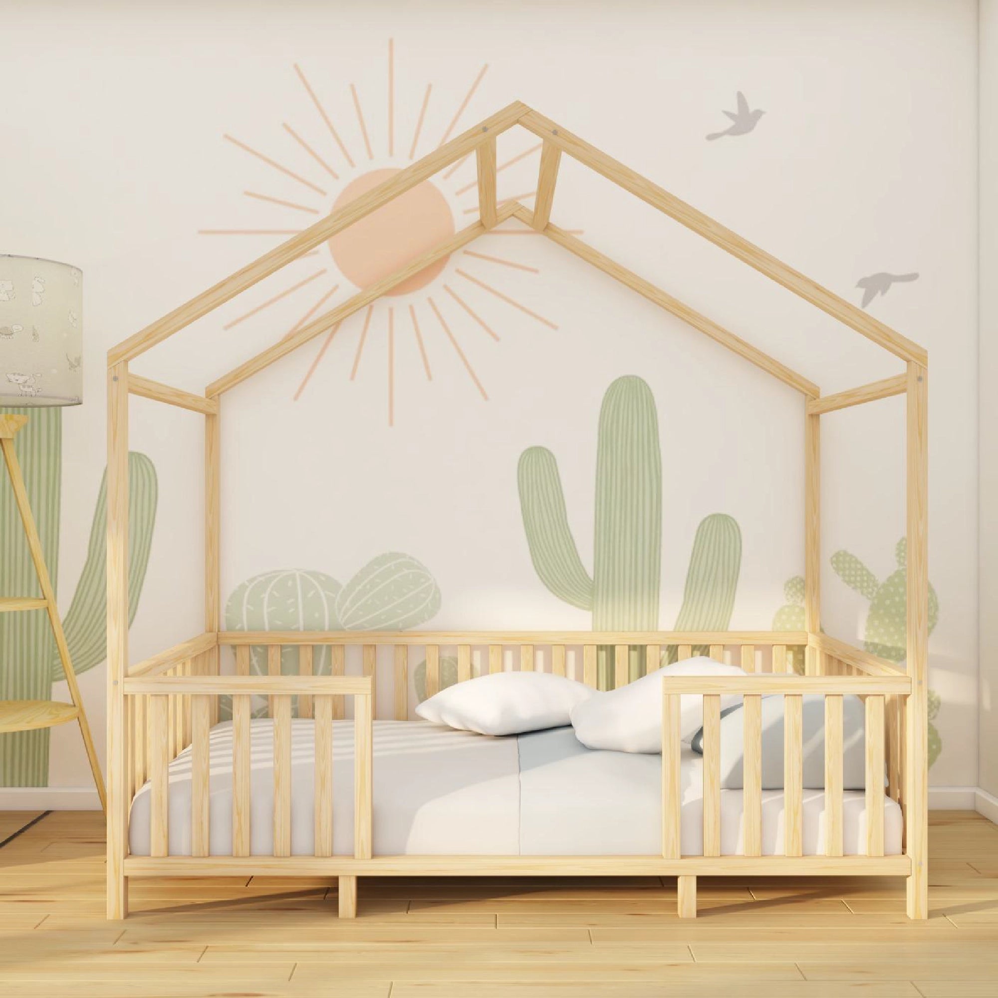 Uptown - Montessori Playhouse Low Bed with Railings